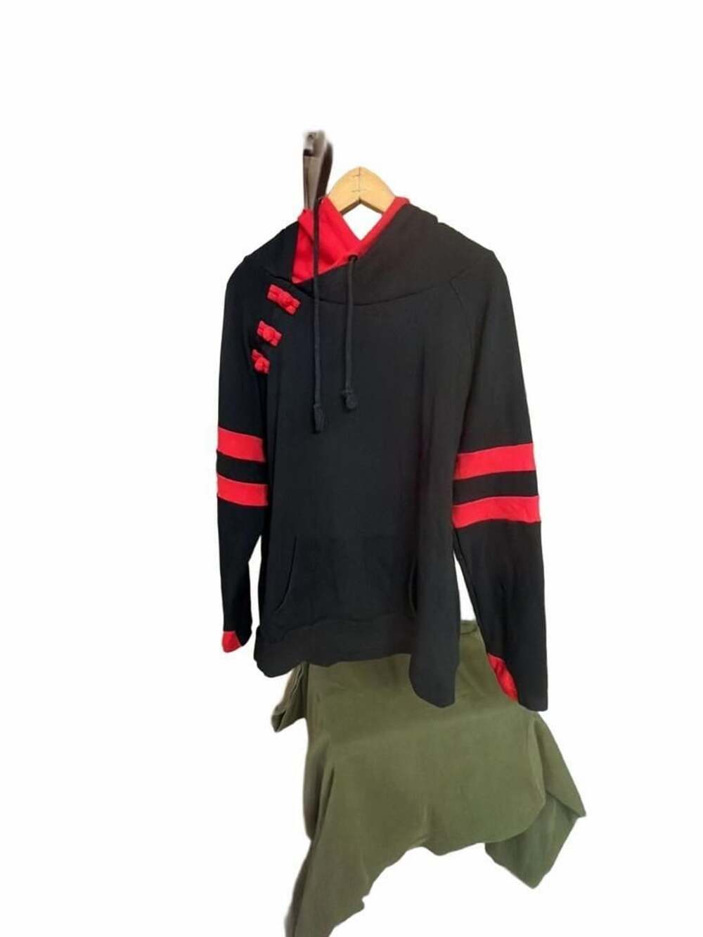 Rogue Country Black and Red Hoodie with Frog Button Accents 2XL